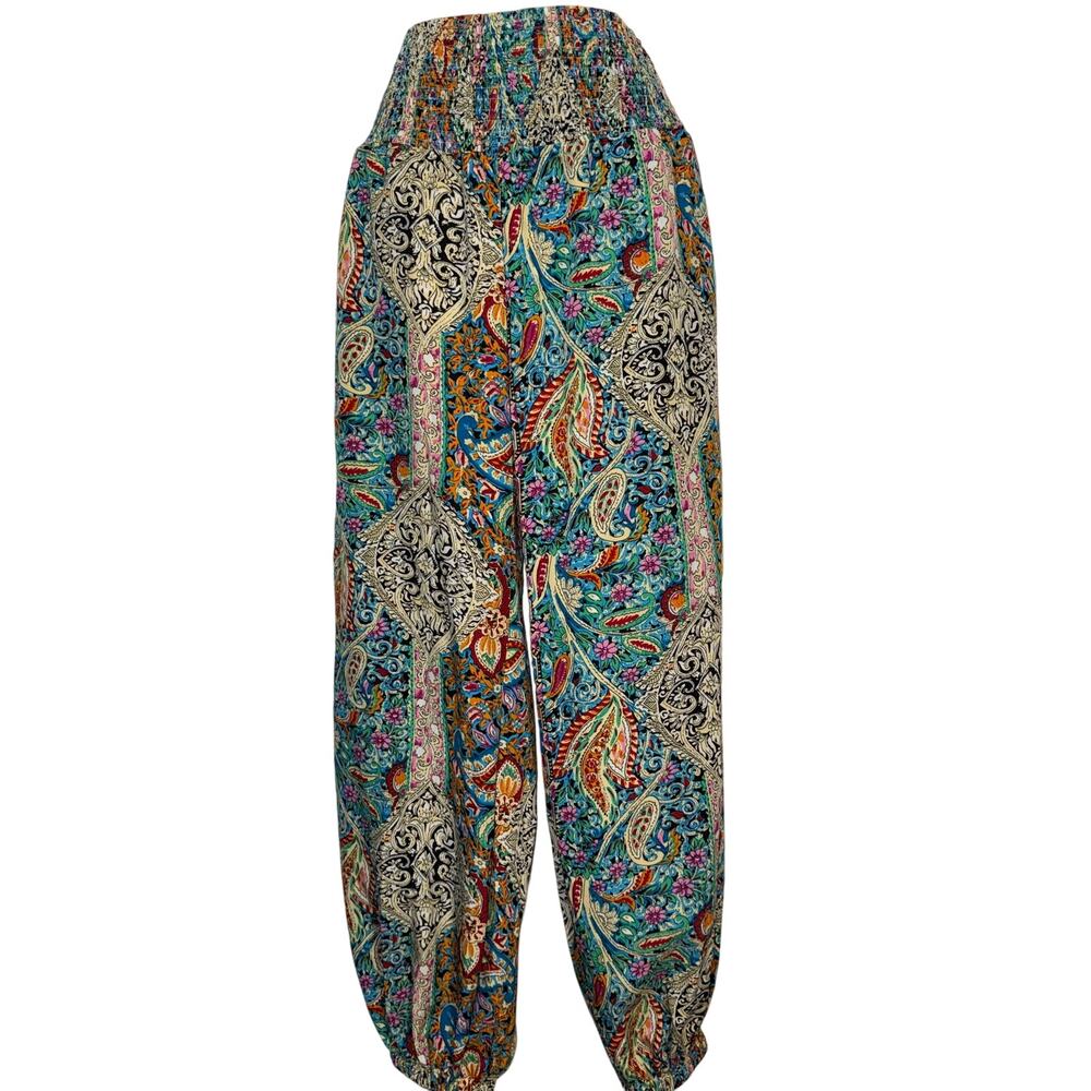 Cupshe Boho Floral Smocked Waist Tapered Leg Cover-Up Pants, Women's Size S - Picture 7 of 8